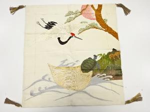 アンティーク　鶴亀に松笹模様刺繍帛紗